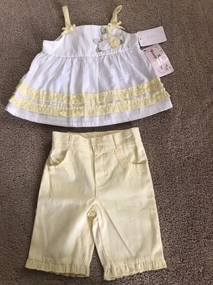 NWT TODDLER GIRLS 2PC Cute Yellow Capri Set Sz 2T