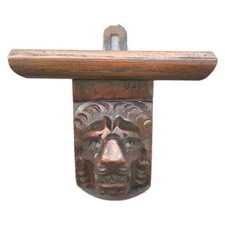 Antique french wood carved lion animal head Handcrafted Wall Decor Old-World