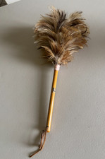 Vintage Ostrich Feather Duster with Wood Hand...