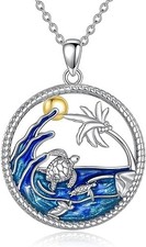 925 Sterling Silver Sea Turtle Pendant Necklace Jewelry Gift for Women Girl