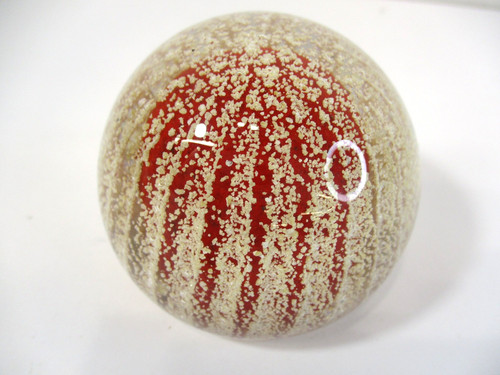 Strathearn Scotland Sea Urchin Paperweight Red Cream White Controlled Bubbles