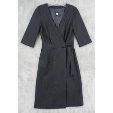 J Crew Wrap Dress Womens 0 Wool Side Tie Career Minimalist Office Lined Gray