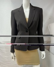 Tahari ASL 10P 10 Petite Brown Stretch Single Button Blazer Suit Jacket