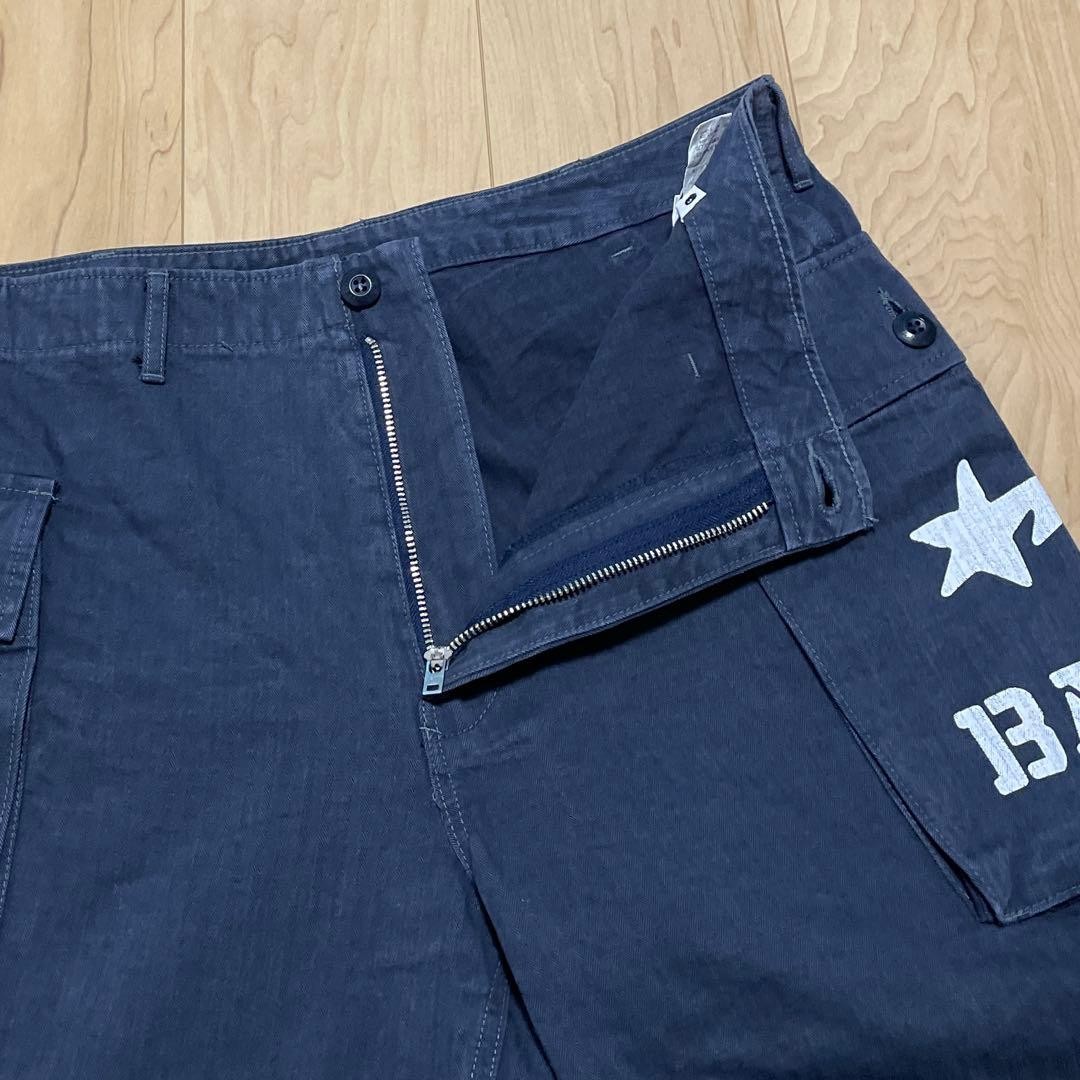 A Bathing Ape BAPE Cotton Herringbone Straight Cargo Pants Navy XL BA0226131 thumbnail 14