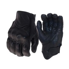 Leather Motorcycle Gloves Goatskin Touch Screen Full Medium Black Perforated