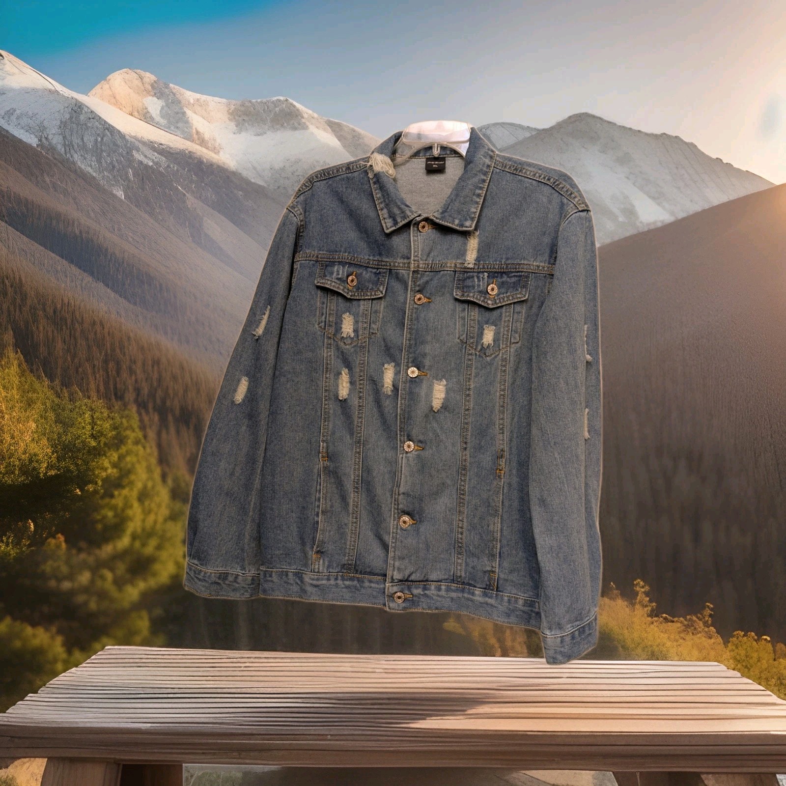 Judy Bridal Women's Distressed Denim Jacket. XL