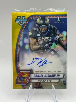 Daniel Hishaw Jr #PA-DHI Yellow Refractor Auto /75 2024 Bowman University Chrome