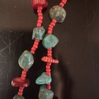 Red Coral Turquoise Glass Beaded Necklace — photo 5