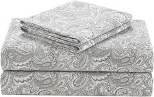 100% Cotton Percale Sheets Queen Size 4 Piece, Paisley Multi