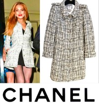 Chanel Vintage 2006 White Black Tweed Long Jacket 34 36 2 4 Coat CC Logo S M