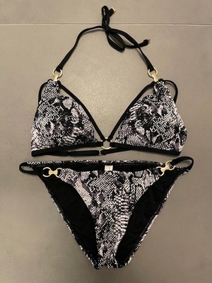 Marc & Andre Bikini Set Blau Schwarz Schlangenmuster Gr. L / 40