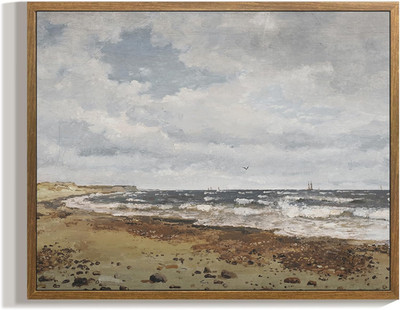 Small Framed Canvas Wall Art Home Decor,The Chill Bay with Cloud Vintage Decor,A