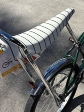 SCHWINN STINGRAY BIKE SEAT- White with Green stripes
