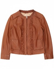 HEINE Womens Leather Jacket UK 18 XL Brown Leather DZ15