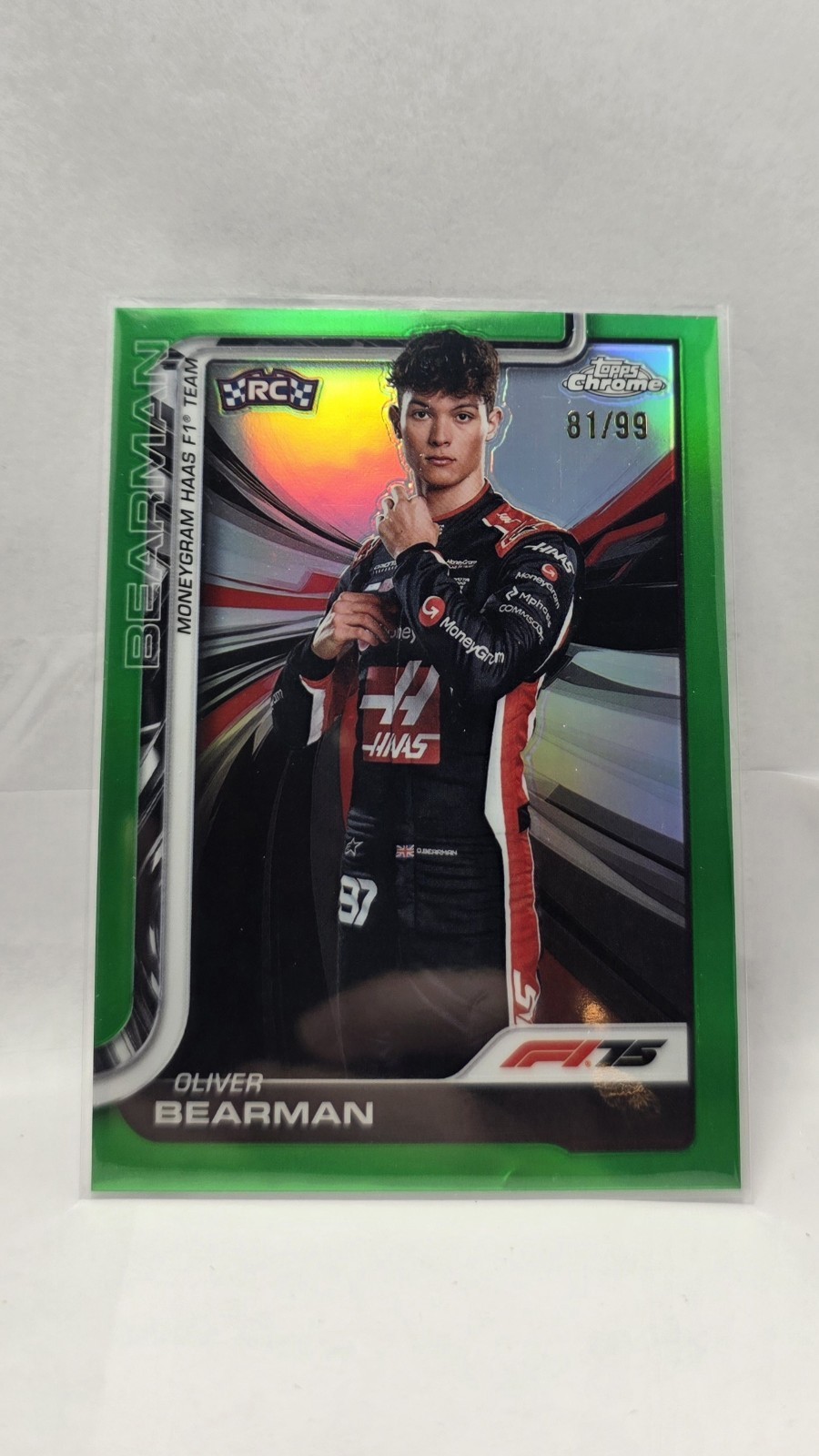 2025 Topps Chrome Green F1 Oliver Bearman #14 /99