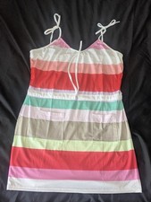 Women's Striped Mini dress Size L Tie Sleeve