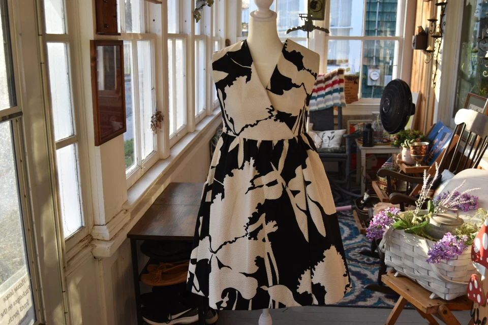 Vintage 60s Couture Designer Nan Duskin of Philadelphia Dress Black White Small - Image 4 of 4