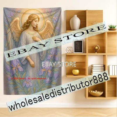 Serene angel tapestry devotion decor pastel 39X59 in