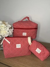 Lot de 3 Vanity Trousses à Maquillage et Toilettes Femme Vichy Rouge Neuf