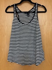 H M Black White Striped Racerback Sleeveless Scoop Neck Cotton Tank Top Size M