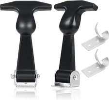 Mudder 2 Pcs Elastic Stainless Steel Rubber Hood Catch Flexible black 