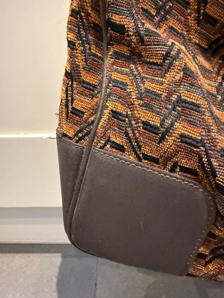 Vintage Missoni 90's bag crossbody tweed Jacquard Fabric brown tan - Good - Image 3 of 4
