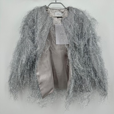 Sleeper Silver Disco Metallic Fringe Jacket size S-M Magnetic Closure Oversized
