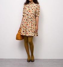 Genuine UNIQLO GU Stand Collar Half Sleeve Dress NATURAL WOMEN asia size