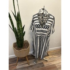 Black & White Geometric Mini Dress Women's Small Boho Southwestern