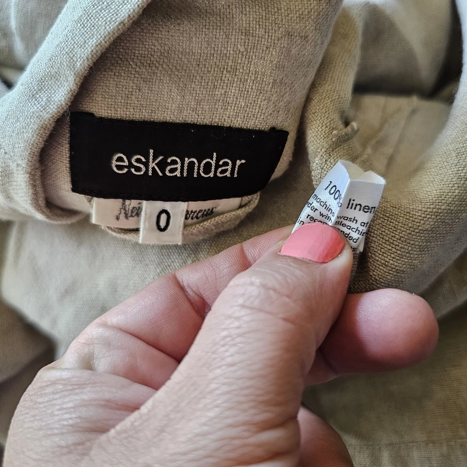 Eskandar 0 O/S Natural Ecru Organic Boho Voluminous Linen Jacket Coat Blazer - Image 2 of 4
