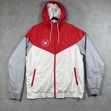 Nike Windbreaker Jacket Mens XL Red Gray White Hooded Full Zip KK W Logo