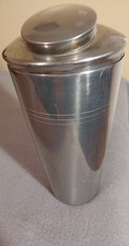 Vintage Stainless Steel Art Deco Style Cocktail Shaker With Decorative bands 8"H