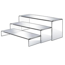 3 Pcs Large Acrylic Display Risers 12"Large Stands 0.19"Thick Clear Rectangular