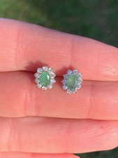 9Ct Gold Emerald Vintage Cluster Earrings 