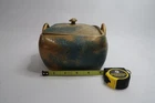 Rookwood Pottery 1883 Harriet Wenderoth Covered Box Shape G21 Teal & Gold B16