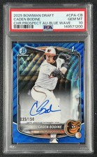 CADEN BODINE PSA 10 2025 BOWMAN DRAFT CHROME BLUE WAVE REFRACTOR AUTO 35/150