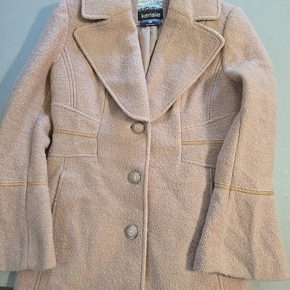 Abrigo Kensie Lana Blemd Guisante 3 Bitton Suave Rosa Forrado Mujer Talla Mediana Foto 3 de 4