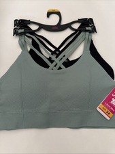 Justice Girls Engineered Seamless Rib Bra, 2-Pack, Size 34 NEW Green And Black