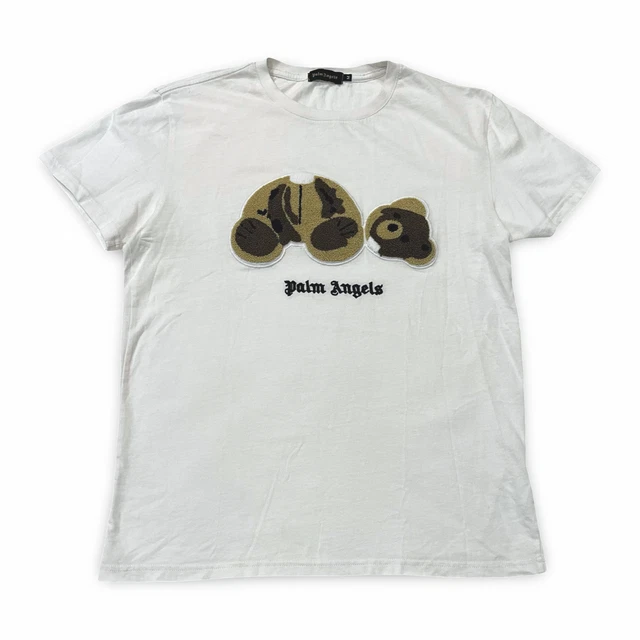 Palm Angels Kill The Bear Embroidered Logo White Tee Designer MSRP $350