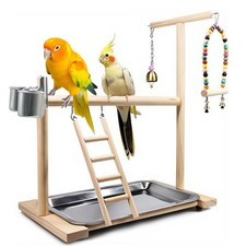 Bird Playground Parrot Playstand, Stand Fun Straw Bell Toys, Ladder Hanging S...