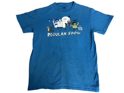 RARE Cartoon Network Regular Show Men's Size Medium T-Shirt Blue Moredcai Rigby
