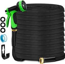 Non-Expanding Garden Hose 100FT, Lightweight Flexible Hose with 10 Function Nozz