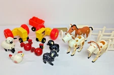 Fisher Price Little People Vintage Farm Barn Animals Fence Tractor Horse Pigs