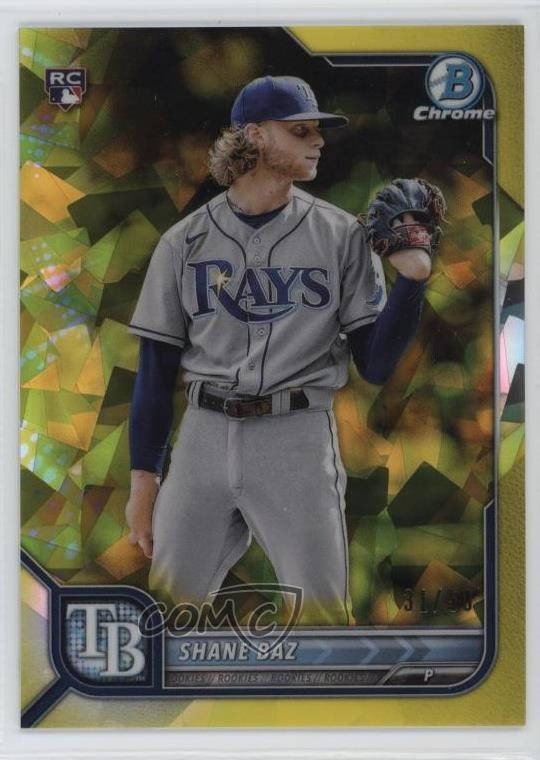 2022 Bowman Chrome Sapphire Edition Yellow /50 Shane Baz #66 Rookie RC 12wz