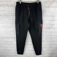 Adidas Essentials BrandLove Fleece Tapered Black Sweatpants Joggers Men's Medium