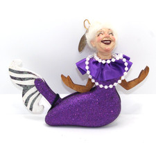 Katherine's Collection Mermaid Woman Purple Pull String Ornament Pearls White