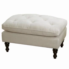 Christopher Knight Home Velvet Ottoman Tufted Living Room Bedroom Crème