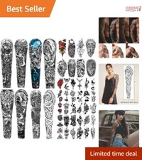Temporary Tattoos Full Arm 46 Sheets Waterproof Long Lasting Fake Ink