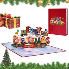 Lights & Music 3D Pop Up Christmas Card | Handmade Popup Greeting Cards Gift