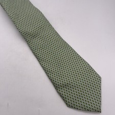 NATIXIS GREEN BEIGE DECO SILK NECKTIE TIE